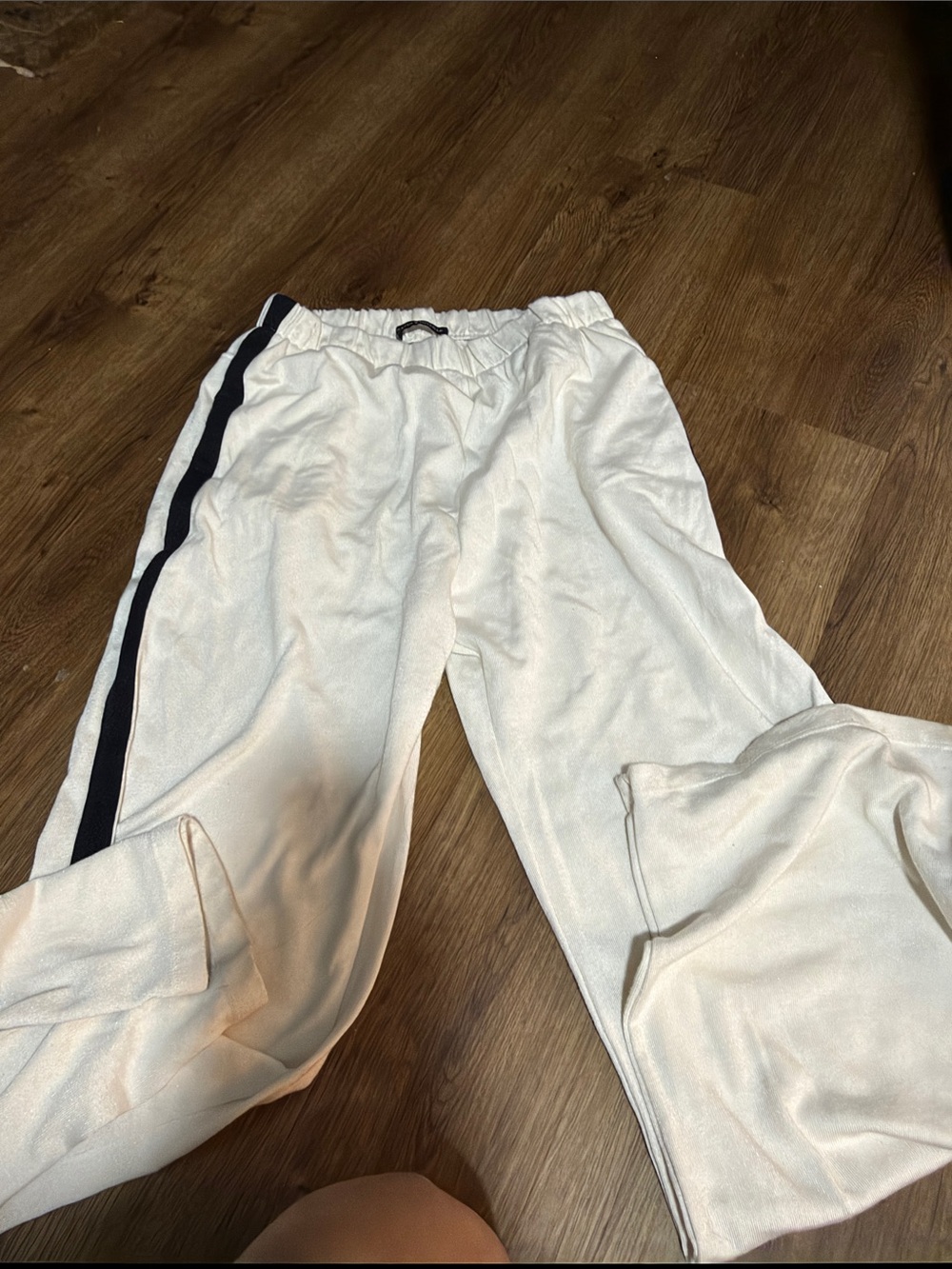 Brandy Melville White Joggers with Black Side Stripe